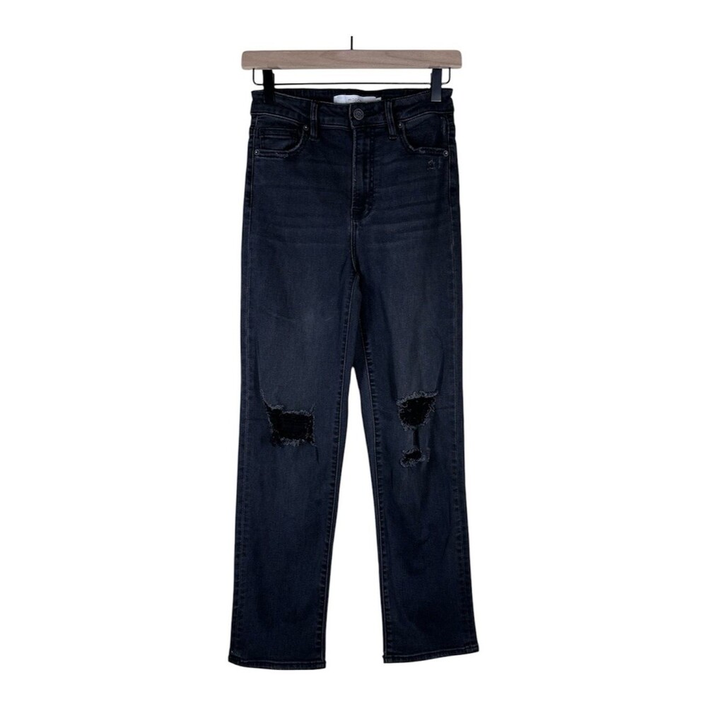 Hidden Los Angeles Classic Straight Leg Jeans Washed Black Distressed Size 26